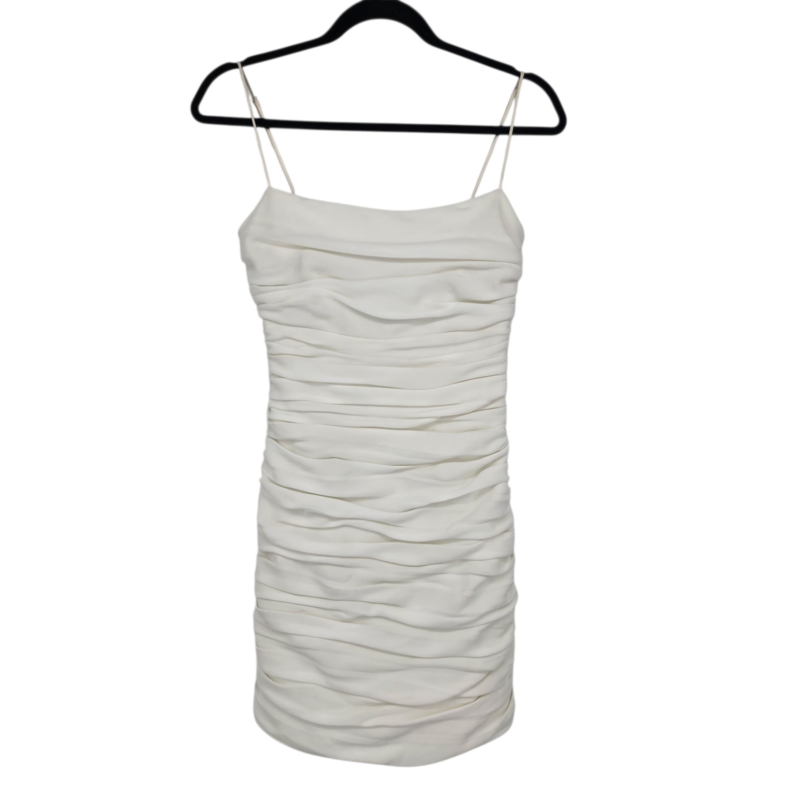 Nwt Cinq A Sept Vance White Ruched Spaghetti Strap Square Neck Mini Dress Size 2